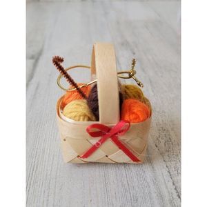 Crochet mini knitting yarn basket ball ornament Xmas